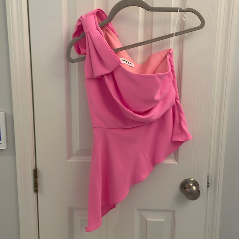 Amanda Uprichard hot pink, one shoulder top with bow in Sz XS - never worn!